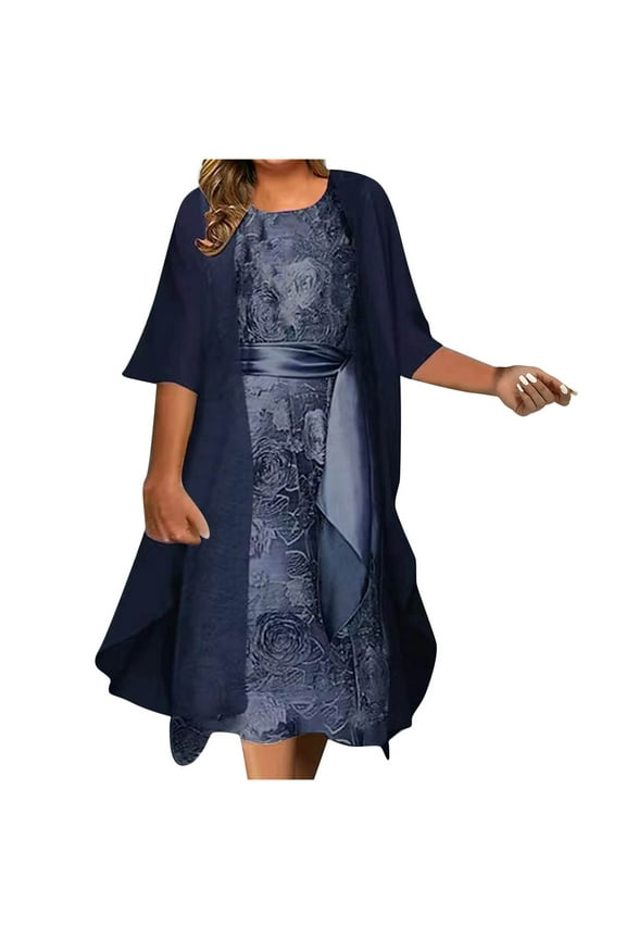 Zorcket Wedding Guest Dresses for Women Lace with Jacket 2 Piece Flowy Women Plus Size Dresses