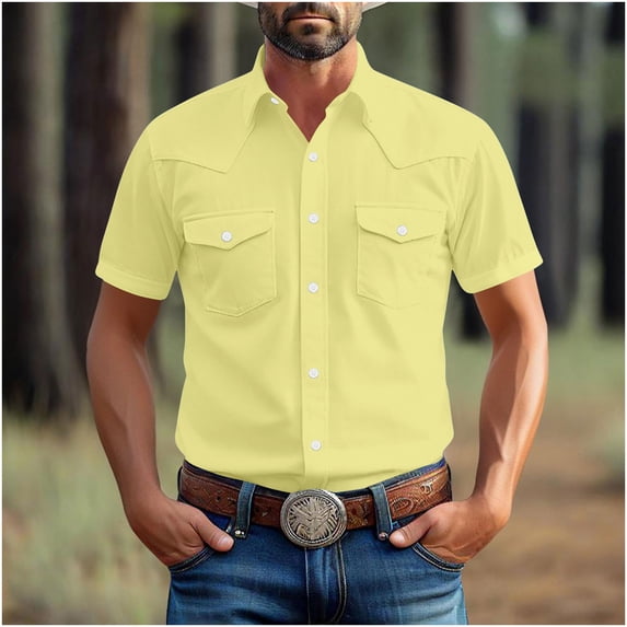 Zorckvet Button Down Shirt for Men Casual Short Sleeve Dress Shirts Work Slim Fit Big and Tall Collared T Shirts with Pockets