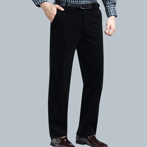 Zorckvet Dress Pants for Men Work Casual Black Cotton Stretch Straight Leg Pant for Men