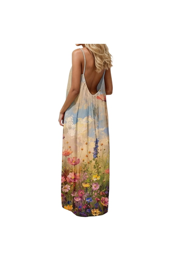 Dresses for Women Cami Sundresses Sleeveless Flowy Summer Backless Beach Womens Dress