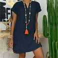 thumbnail image 1 of Zorckvet Dresses for Women Cotton Linen Boho Summer Short Sleeve Plus Size Beach Trendy Womens Dress Loose, 1 of 6