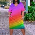 thumbnail image 1 of Zorckvet Dresses for Women Plus Size A Line Sundresses Oversized Casual Short Sleeve Trendy with Pockets V Neck Womens Dress, 1 of 5