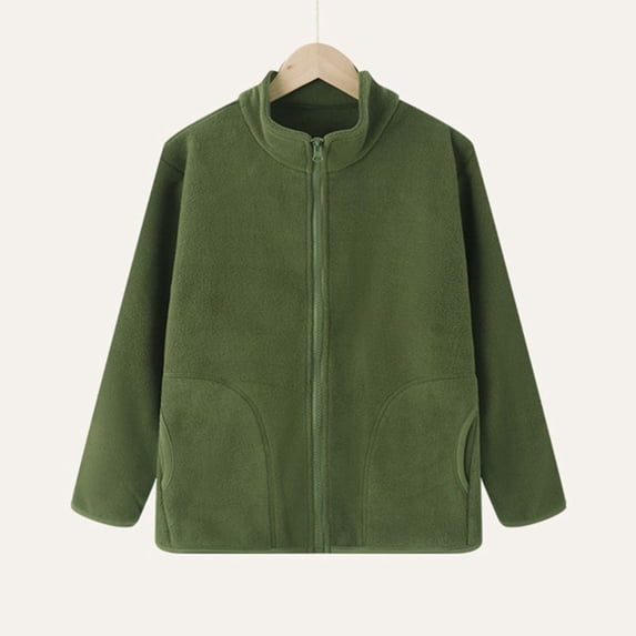 Zorckvet Kids Fleece Outerwear Jackets with Side Pockets and Full-Length Zipper