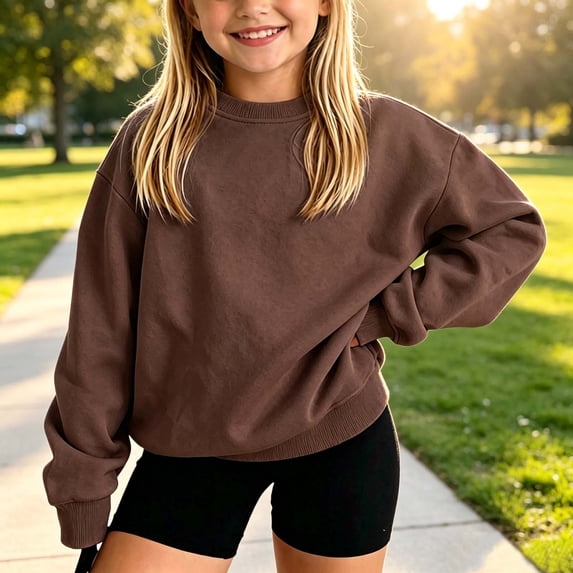 Zorckvet Girls' Cotton Round Neck Sweatshirts and Hoodies for Kids