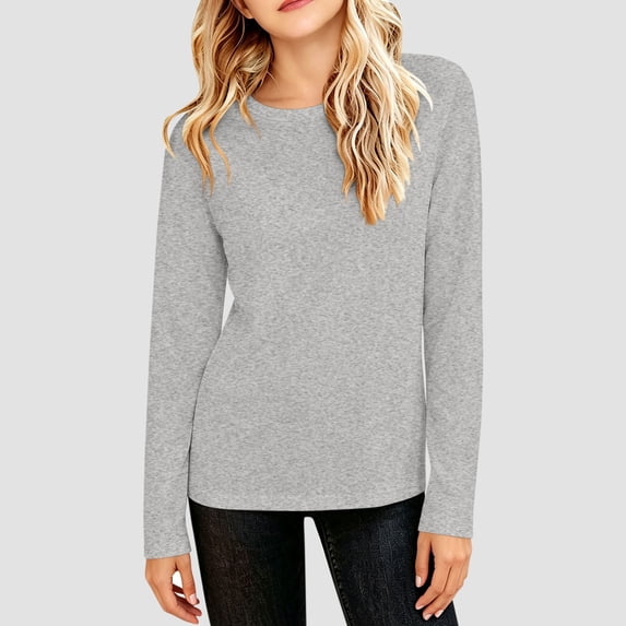 Zorckvet Girls' gray t-shirt - soft long sleeve tops for girls