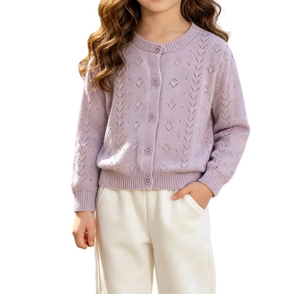 Zorckvet Girls' Crew Neck Geometric Sweaters for Toddler with Ribbed Cuffs