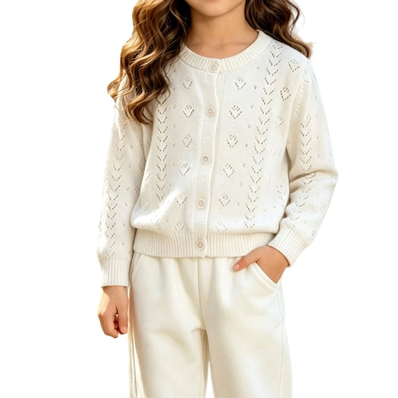 Zorckvet Girls' White Casual Cute Sweaters for Toddler