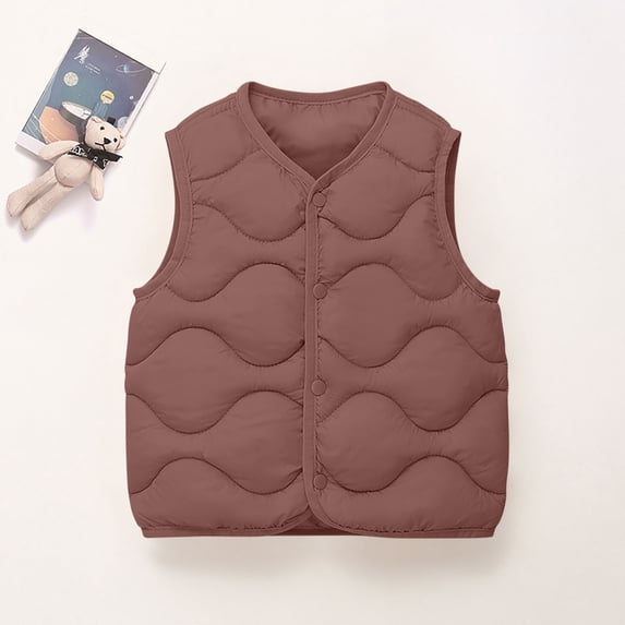Zorckvet Girls' Windproof V-Neck Outerwear Vests for Little Kids with Snap Buttons