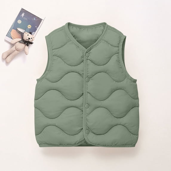Zorckvet Girls' Windproof V-Neck Outerwear Vests for Little Kids with Snap Buttons