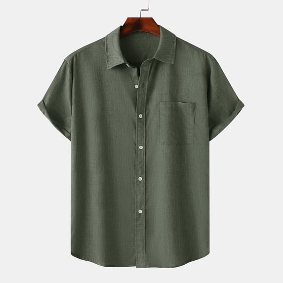 Zorckvet Mens Cotton Shirts Short Sleeve Button Down Shirts Wrinkle Free Casual Vacation Beach Summer Tops