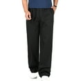 thumbnail image 1 of Zorckvet Mens Loose Fit Pants Black Cotton Big and Tall Straight Leg Elastic Waist Casual Pant for Men, 1 of 4