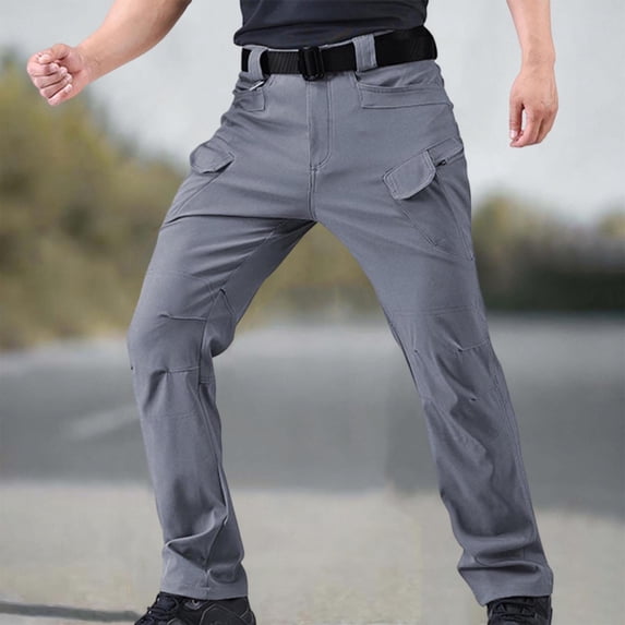 Zorckvet Mens Pants with Pockets Cargo Outdoor Workout Big and Tall Casual Gray Pant for Men