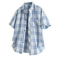 thumbnail image 1 of Zorckvet Mens Summer Plaid Dress Shirt Short Sleeve Button Down T-Shirts Western Casual Checkered Button Up Shirts, 1 of 7