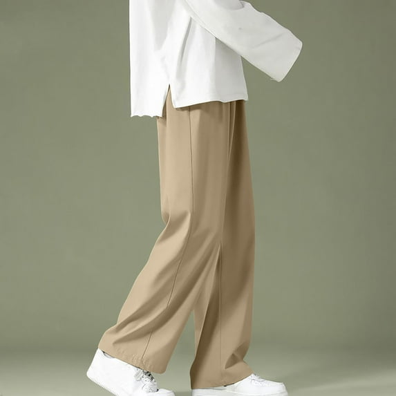 Zorckvet Mens with Pockets Pants Big and Tall Khaki Workout Loose Casual Straight Leg Pant for Men