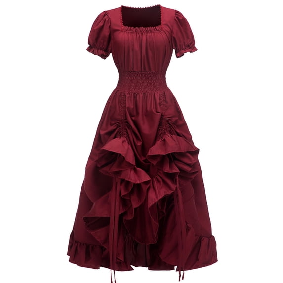 Zorckvet Party Maxi Dresses for Women Solid Color Trendy Evening Round Neck Short Sleeve Womens Dress Fashion