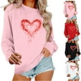 thumbnail image 1 of Zorckvet Plus Size Sweatshirts for Women Long Sleeve Valentine Shirts Pullover Heart Graphic Crewneck Fashion Casual Womens Tops, 1 of 7