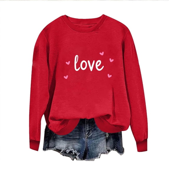 Zorckvet Sweatshirts for Women Crewneck Long Sleeve Valentine Gift Shirts Heart Graphic Fashion Crewneck Womens Tops Pullover