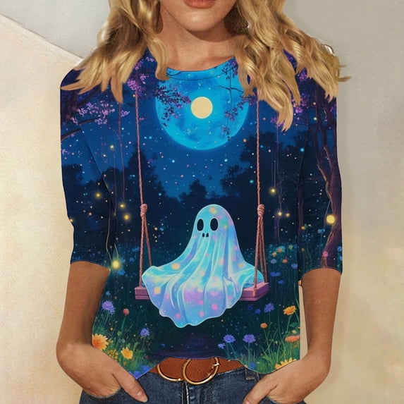 Zorckvet T-Shirt for Women - Holiday Gift Ghost swing print Top