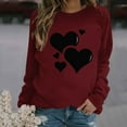thumbnail image 1 of Zorckvet Valentines Day Sweatshirts For Women Crewneck Sweatshirt Casual Dressy Long Sleeve Lightweight Heart Print Graphic Tops Loose Pullover (Wine,XL), 1 of 5