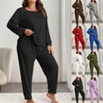 thumbnail image 1 of Zorckvet Women's Plus Size Pajama Sets For Lady Soft Long Sleeve Loungewear Sleepwear Top With Soft Pants XL, 1 of 5