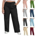 thumbnail image 1 of Zorckvet Women's Plus Size Sweatpants, Wide Leg Joggers, Elastic Waist, Baggy Athletic Pants with Pockets, Trendy Fashion, 1 of 8