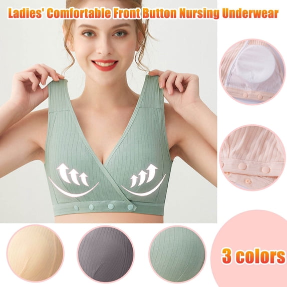 Zorckvet Women's Underwear Pregnant Bra Maternity Nursing, Plain Color Bras Vest Tops, Women Wirefree Cotton Bralette