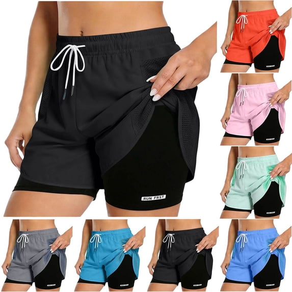 Zorckvet Womens Athletic Shorts High Waisted Running Shorts Gym Workout Shorts with Pockets