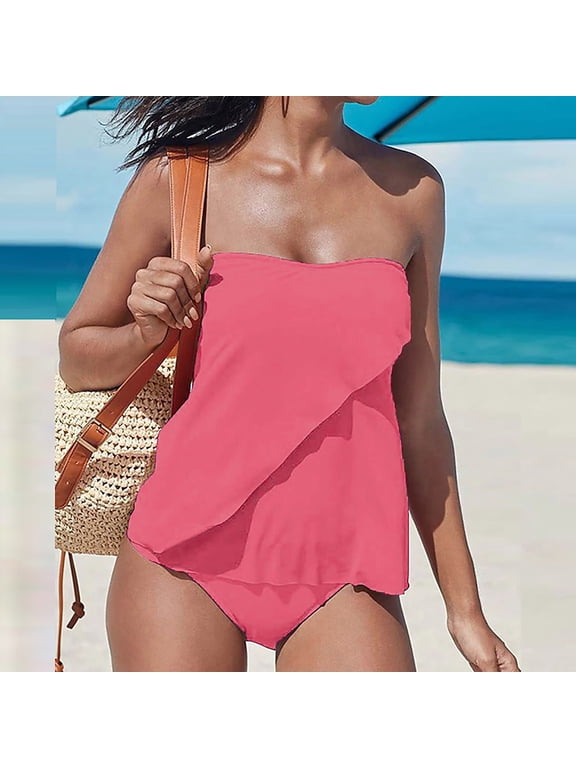 Womens High Waist Bathing Suits Tankini Two Piece Swimwear Athletic Tummy Control Swimsuits for Women