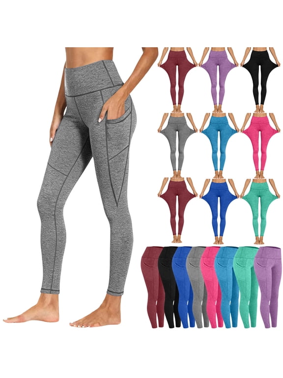 Womens Leggings Tummy Control Plus Size Black with Pockets Yoga Ladies High Waist Leggings