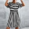 thumbnail image 1 of Zorckvet Womens Loose Dresses A Line Striped Sundresses Summer Short Sleeve Beach Trendy Dress for Women, 1 of 8