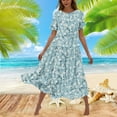 thumbnail image 1 of Zorckvet Womens Loose Dresses Boho A Line Midi Length Summer Fashion Dress for Women Crewneck, 1 of 6