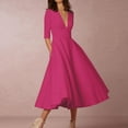 thumbnail image 1 of Zorckvet Womens Maxi Dresses V Neck Long Short Sleeve Cocktail Summer with Pockets Fashion Dress for Ladies, 1 of 7
