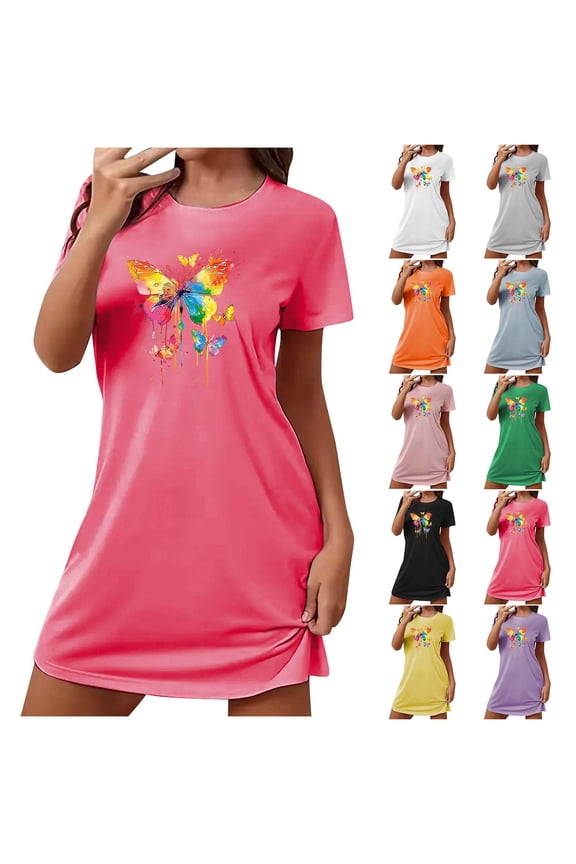 Womens Plus Size Nightgowns Short Sleeve Sleep Shirts Soft Pullover Loose Womens Sleepshirt