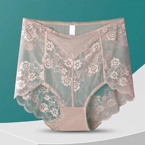 Zorckvet Womens Plus Size Panties Lace Underwear Tummy Control High Waist Briefs for Ladies Comfortable