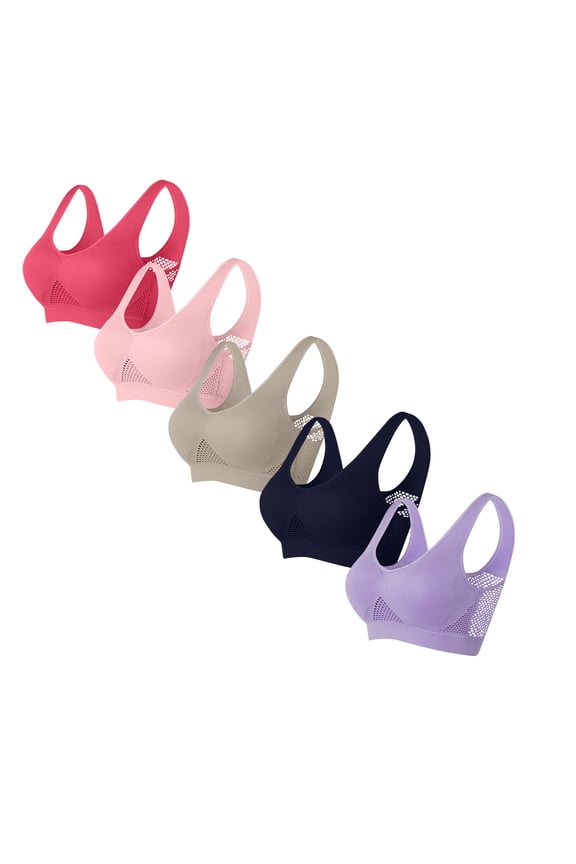Womens Plus Size Sports Bras Push up High Impact 5 Pack Bras for Women Wireless