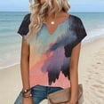 thumbnail image 1 of Zorckvet Womens Short Sleeve Shirts Casual Vacation Blouses Printed Tunic V Neck Tops for Women, 1 of 6