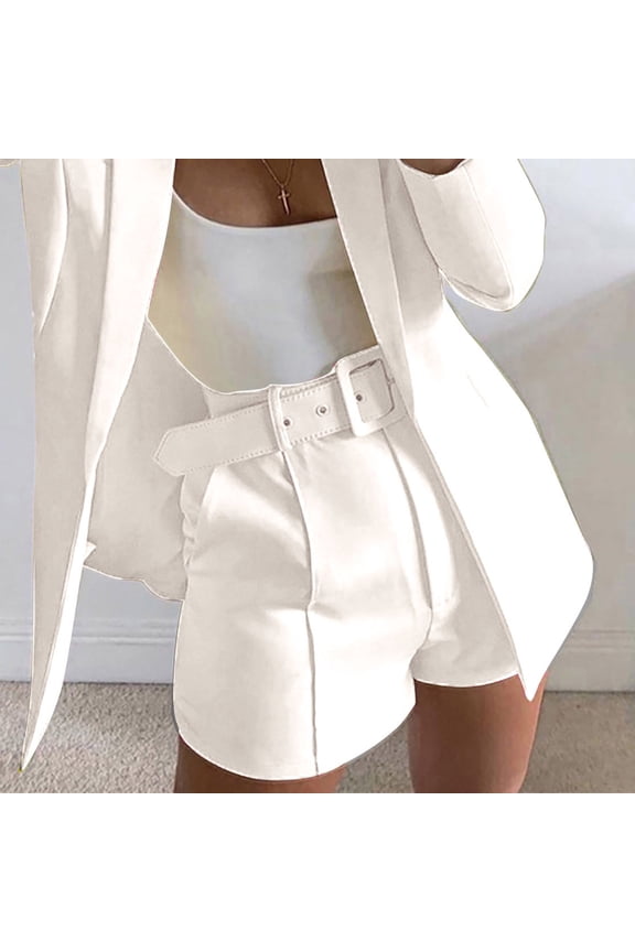 Womens Shorts Summer Dressy Business with Pockets With Belt Fashion Shorts for Women