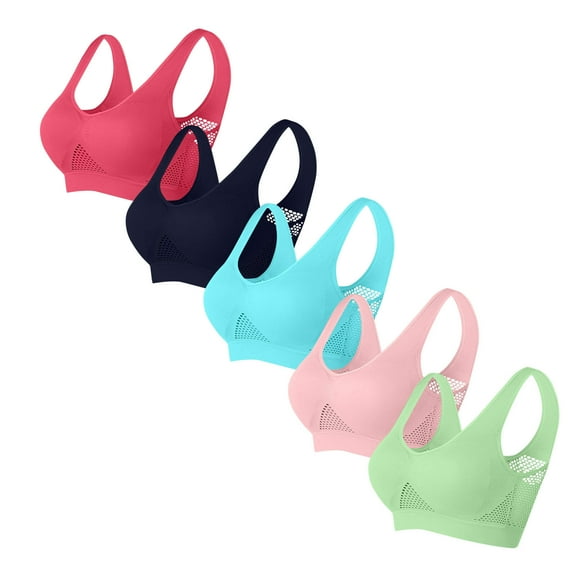 Zorckvet Womens Sports Bras Push up 5 Pack Plus Size High Impact Wireless Bras for Ladies