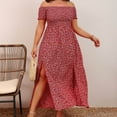 thumbnail image 1 of Zorckvet Womens Trendy Dresses Boho Loose Plus Size Puff Sleeve Floral Print Dress for Women off Shoulder, 1 of 7