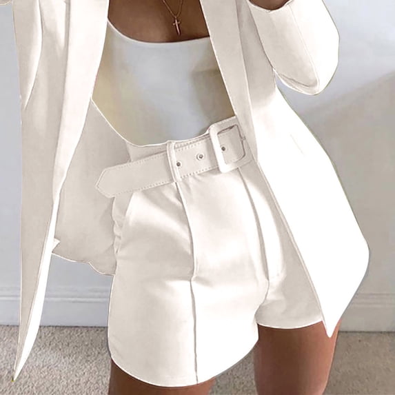 Zorckvet Womens With Belt Shorts Business Fashion Dressy with Pockets Office Shorts for Women Casual