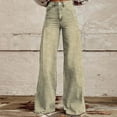 thumbnail image 1 of Zorckvet Womens Y2K Striped High Waist Button Wide Leg Casual Pants Bootcut Flare Trousers with Pockets, 1 of 3
