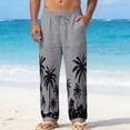 thumbnail image 1 of Zorckvet with Pockets Pants for Men Elastic Waist Flax Casual Hawaii Mens Beach Pant, 1 of 7