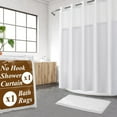 thumbnail image 1 of Zordlmo Easy Hang Fabric Shower Curtain with Snap-in Liner and Bath Rug Set, 72" x 74", White, 1 of 8