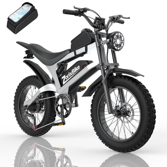 ZorixBike Electric Bike for Adults, 750W Brushless Motor Ebike 28MPH, 20" x 4.0" Fat Tire E-Mountain Bike, 48V 20AH Battery, 80 Miles Range, Full Suspension