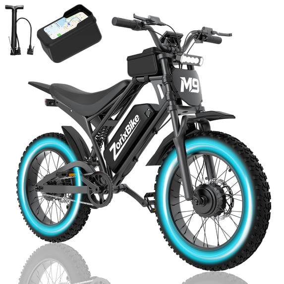 ZorixBike Electric Bike for Adults,Dual Motor Peak 3000W Ebike,20" Fat Tire E Mountain Bike,48V 20Ah Battery 80 Miles, UL 2849 Electric Bike