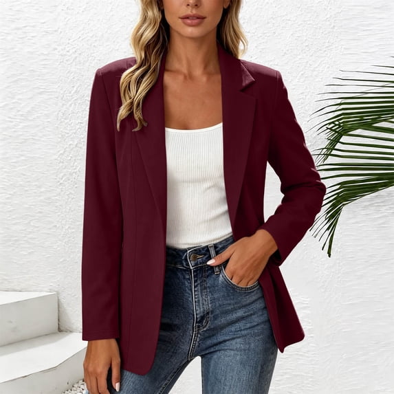Zormilly Blazers for Women Long Sleeve Open Front Comfy Collared Jackets Work Office Business Casual Cardigan, S-2XL