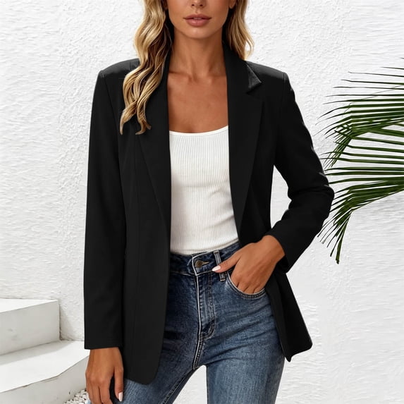 Zormilly Blazers for Women Long Sleeve Open Front Comfy Collared Jackets Work Office Business Casual Cardigan, S-2XL
