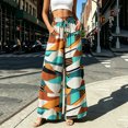 thumbnail image 1 of Zormilly Boho Pants for Women Elastic High Waisted Flowy Wide Leg Pants with Pockets Printed Loose Straight Leg Pants, S-2XL, 1 of 6