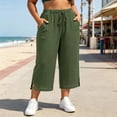 thumbnail image 1 of Zormilly Capri Pants for Women, Loose Lightweight Plus Size Pants with Pockets, Split Hem Black Cropped Pants Vacation, XL-5XL, 1 of 8