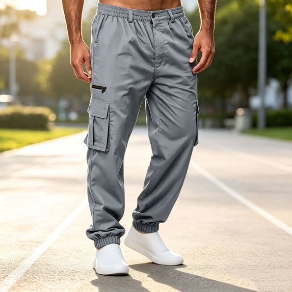 Zormilly Cargo Work Pants for Men Lightweight Baggy Joggers with Multi Pockets for Hiking Workout Camping, S-2XL